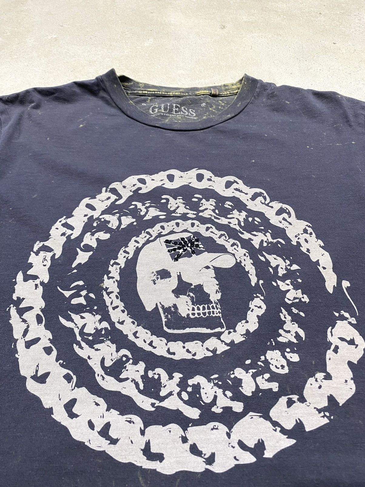 Guess Vintage Guess Scull Chain T Shirt Stonewash Y2K Hype Size US M / EU 48-50 / 2 - 5 Thumbnail