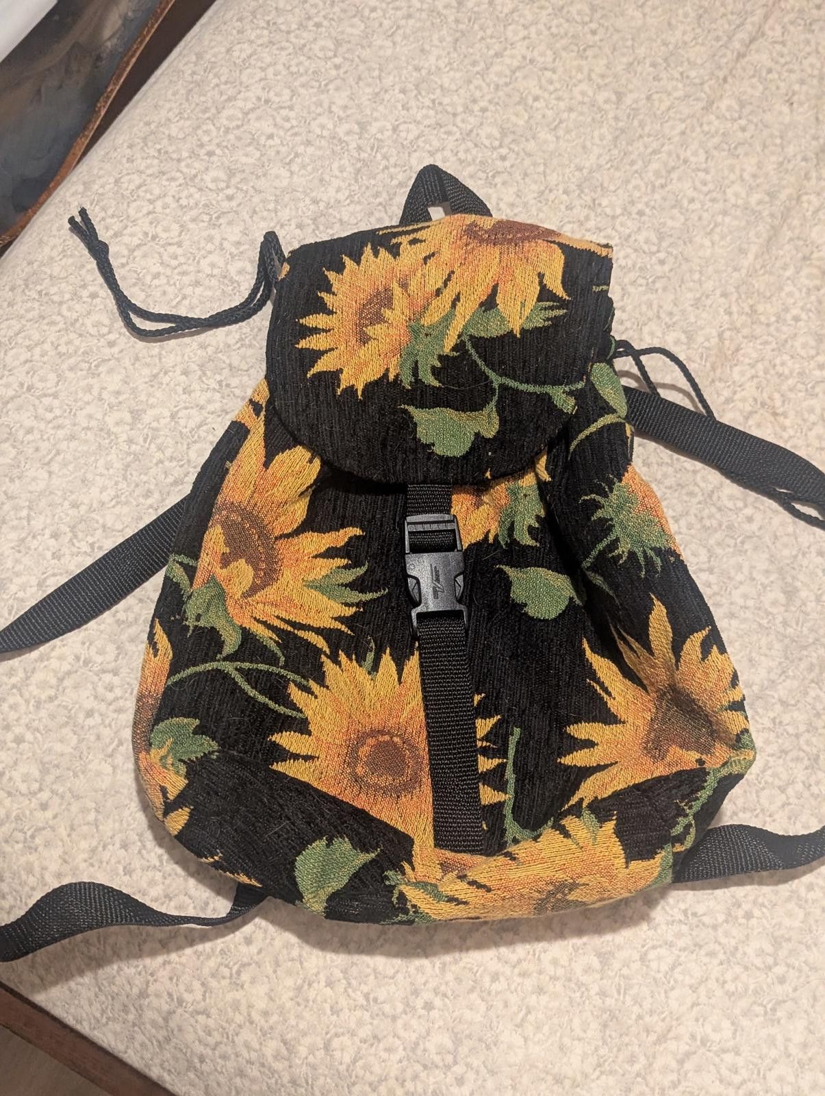 Designer Vintage 90s Sunflower Print Upholstery Fabric Backpack Size ONE SIZE - 1 Thumbnail