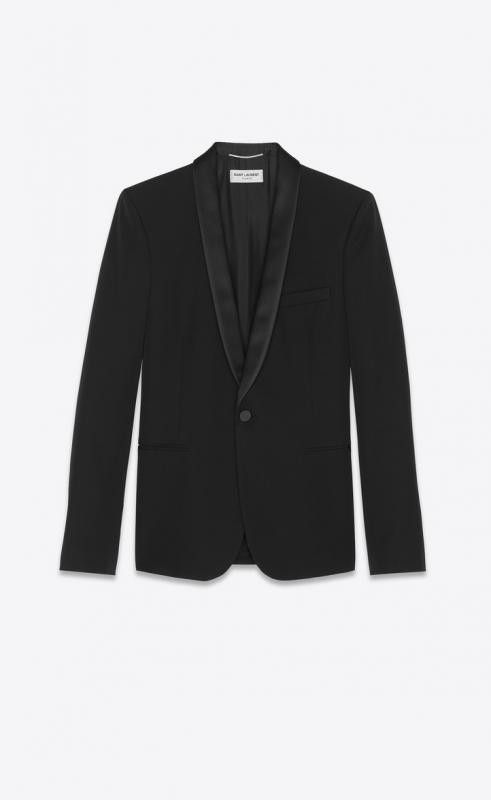 Saint Laurent Paris o1s1wg111124 Tuxedo Jacket in Grain De Poudre in Black Size US L / EU 52-54 / 3 - 1 Preview