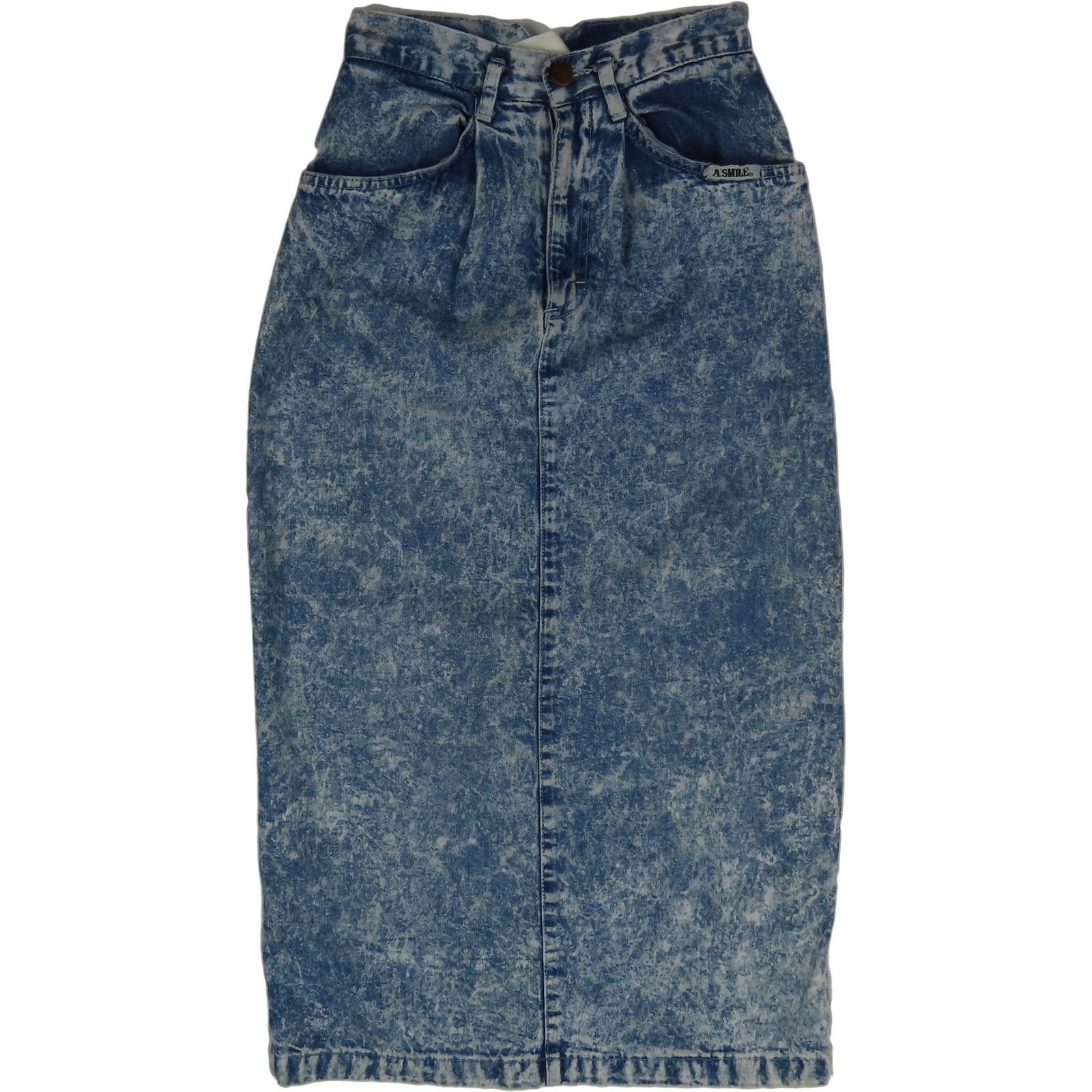 Vintage 80sAcid Wash High Waisted Glam Rock Skirt XXXS 22 Size 22" - 6 Thumbnail