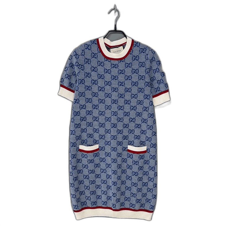Gucci Blue Knitted Dress with Pattern by GUCCI-2505 Size XS / US 0-2 / IT 36-38 - 1 Thumbnail