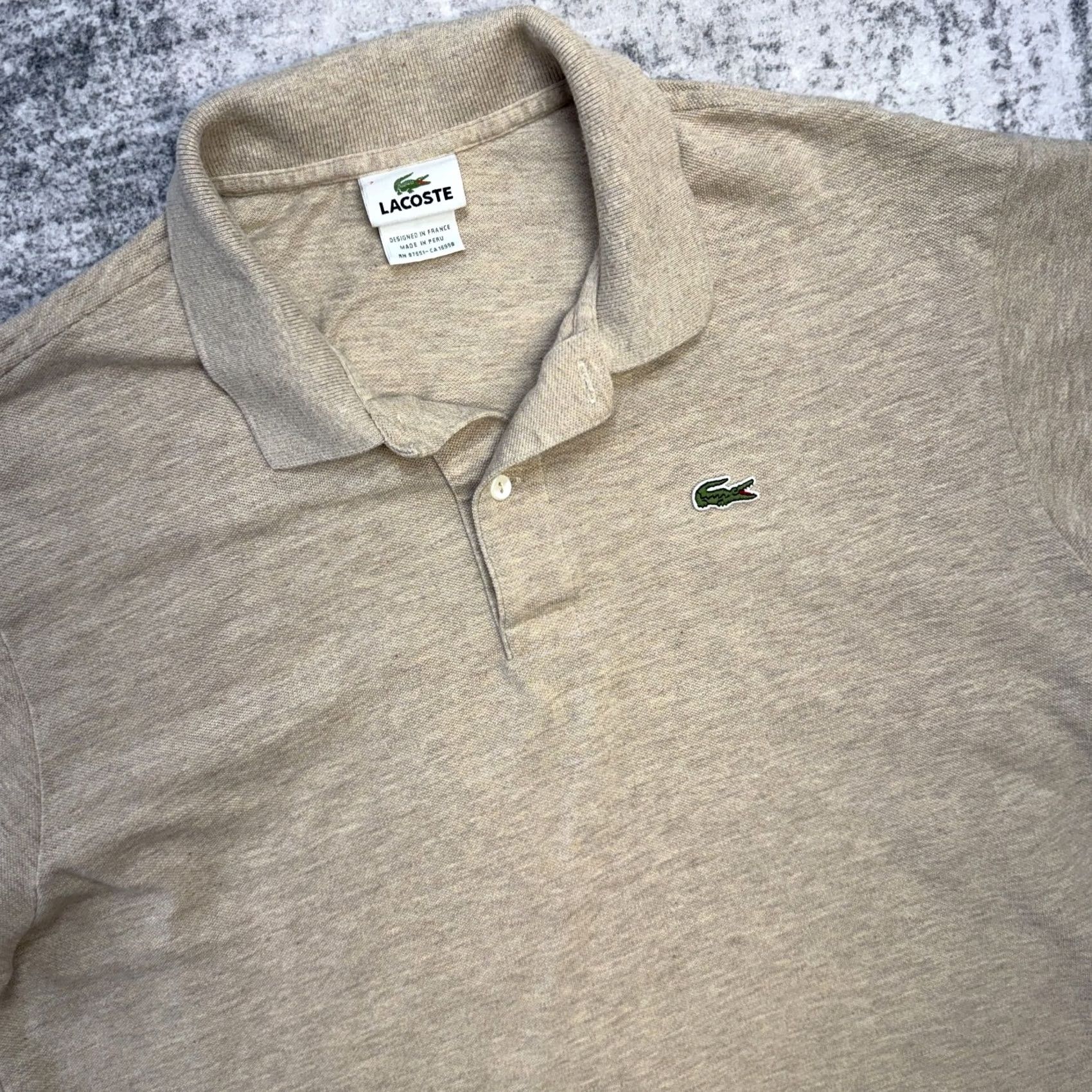 Lacoste Lacoste Polo Shirt 2XL 7 Beige Cotton Pique Knit Preppy Old Money Logo Mens Size US XXL / EU 58 / 5 - 2 Thumbnail