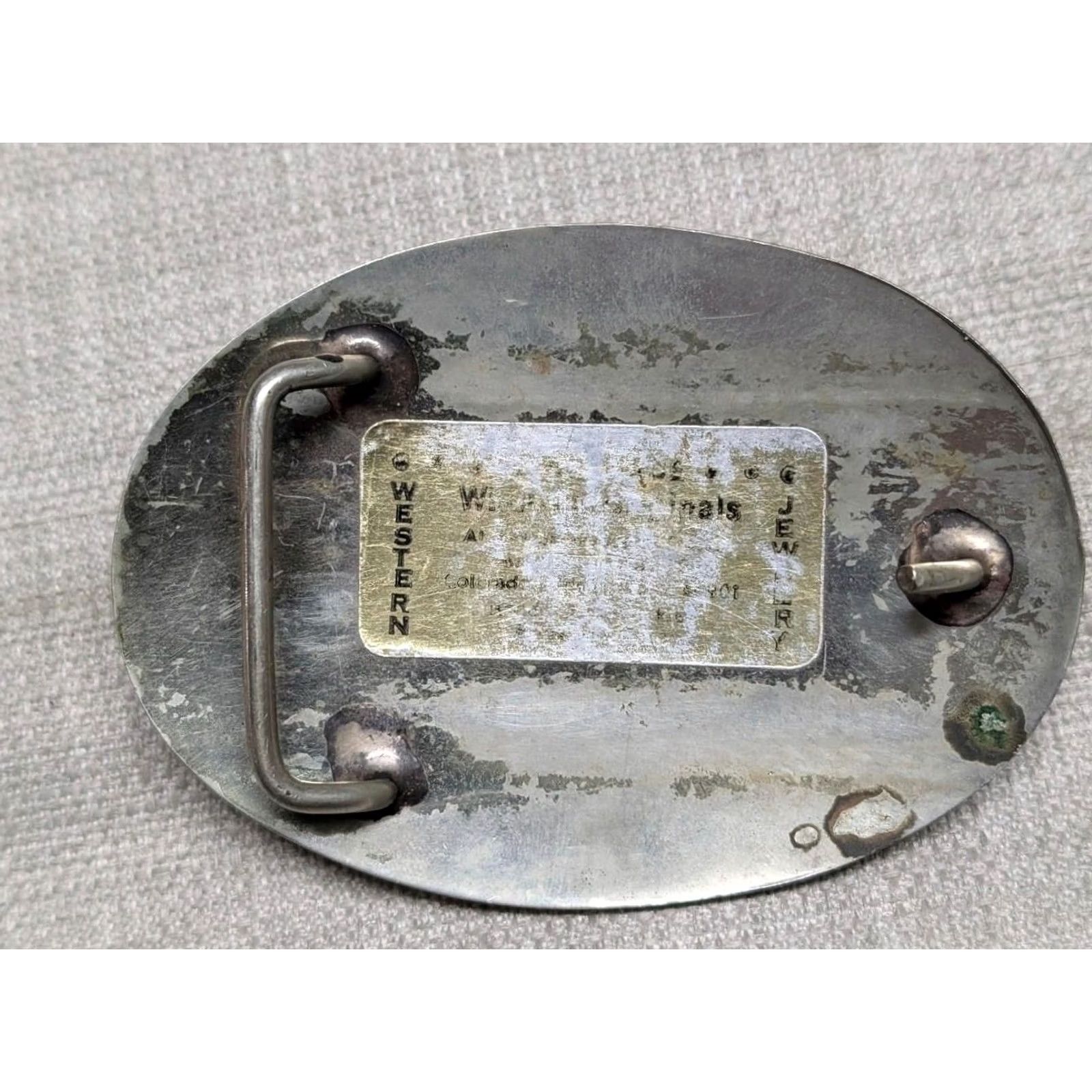 Vintage VINTAGE Western Jewelry belt buckle FISHING BASS German Silver Men Engraved 2.75" x 4" Fits 1.5" Womens? Size ONE SIZE - 4 Thumbnail