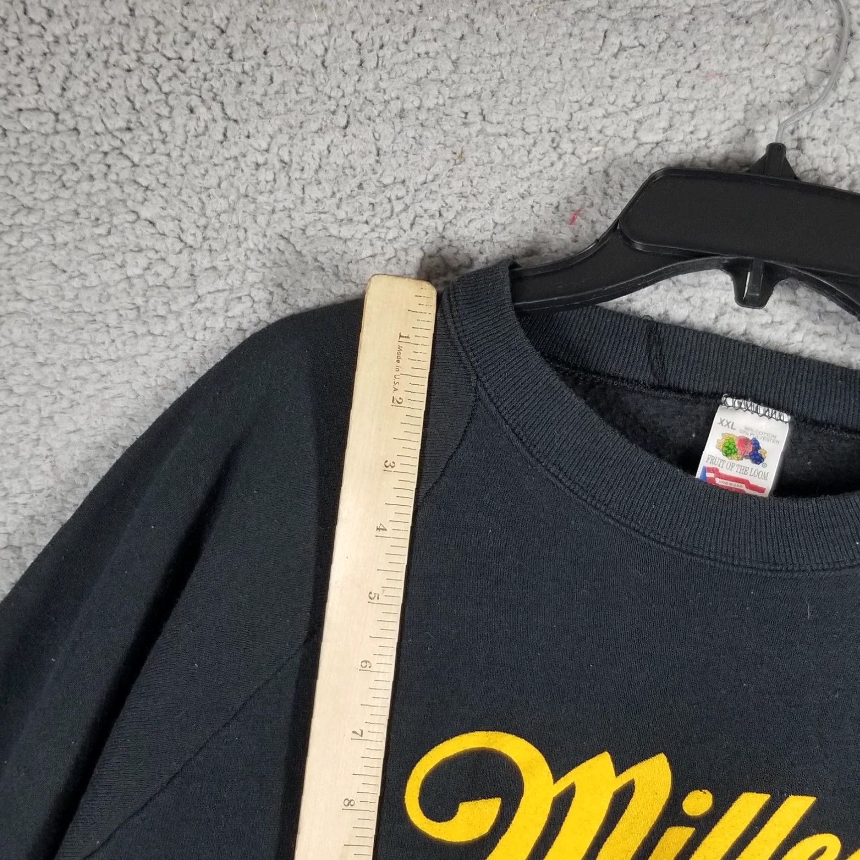 Fruit Of The Loom Vintage Sweatshirt Miller Genuine Draft 2XL Crewneck Mens Black Beer Promo USA 90s Size US XXL / EU 58 / 5 - 4 Thumbnail