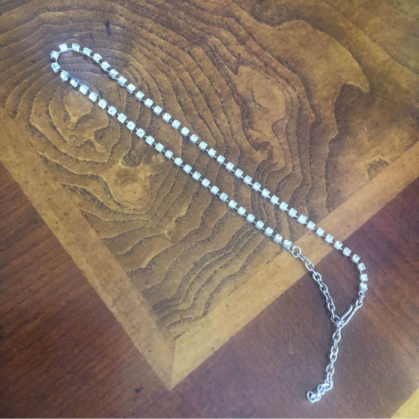 Vintage Vintage single row clear prong rhinestone choker necklace Size ONE SIZE - 8 Thumbnail