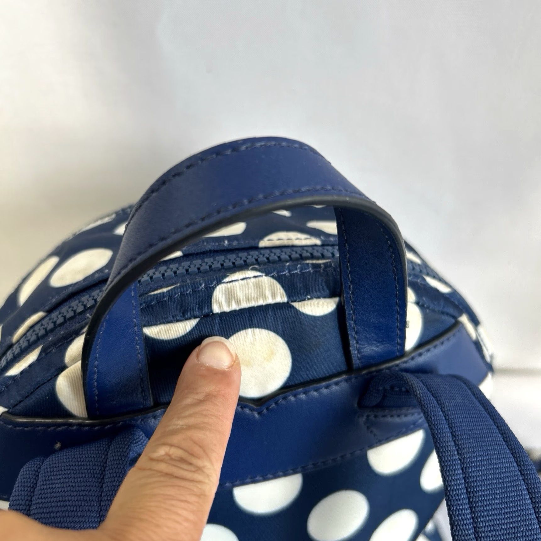 Vintage Kate Spade Karissa Nylon Seaside Small Backpack Blue With Wallet Polka Dot Backpack Women Small Blue Wallet Included Size ONE SIZE - 6 Thumbnail