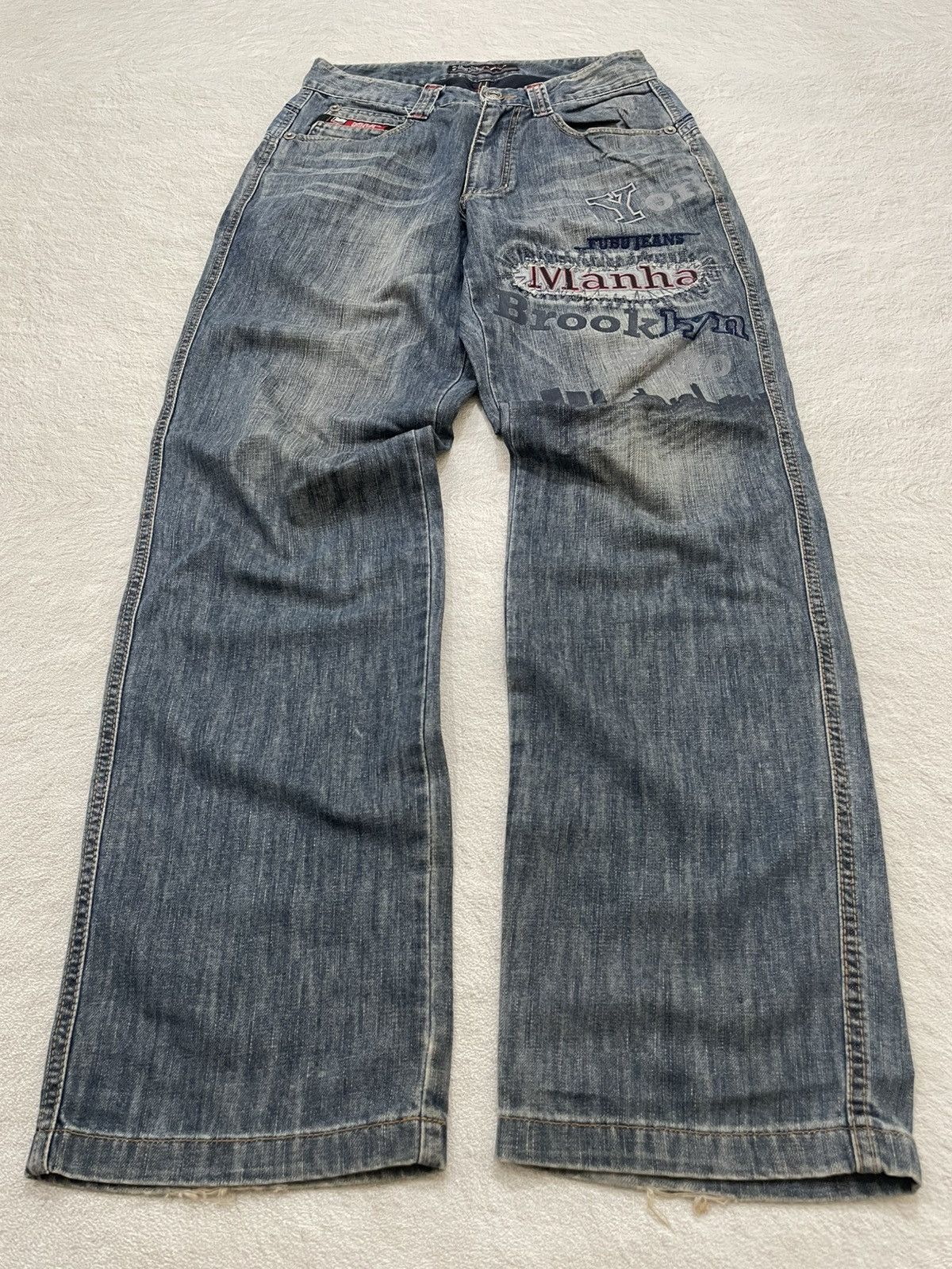 Fubu 2000s Fubu Retro Denim Embroidered Y2K Size US 27 - 1 Thumbnail