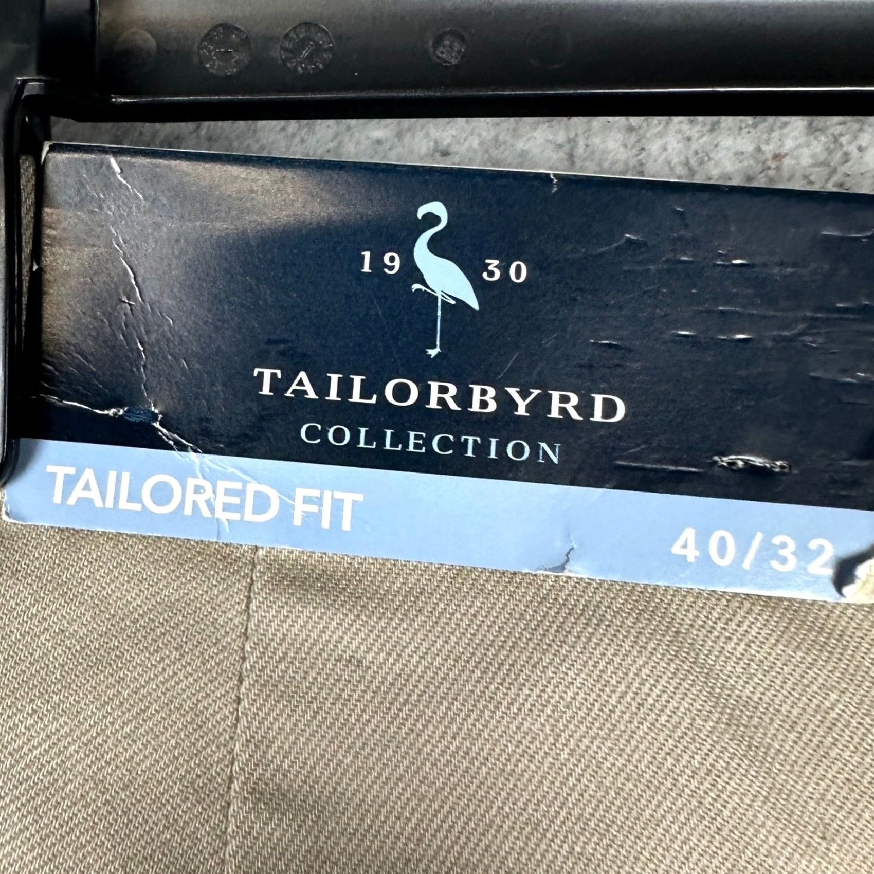Tailorbyrd TAILORBYRD Pants Mens 40X32 Khaki Flat Front Stretch Chino Business Casual Workwear Slim Tailored Fit Pants Size US 40 / EU 56 - 2 Thumbnail