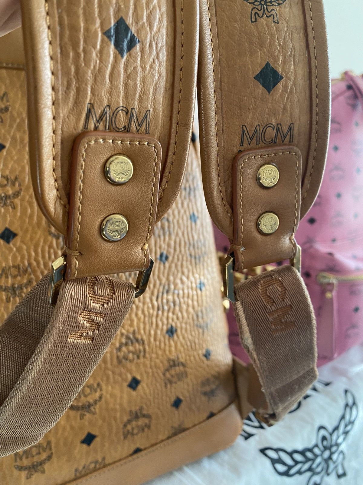 MCM MCM Cognac Side Studs In Visetos Monogram Large Backpack Size 46 - 11 Thumbnail