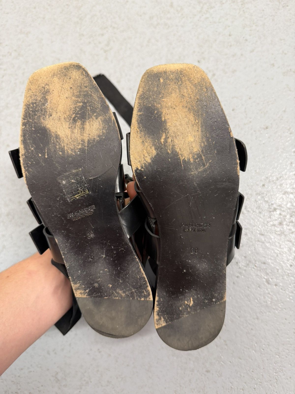 Jil Sander Jil Sander Black Leather Buckle Sandals With Ribbon Size US 8 / IT 38 - 12 Thumbnail