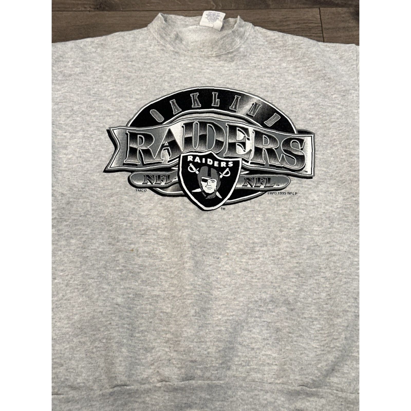 Vintage VINTAGE 90s Oakland Raiders Gray Striped Sweatshirt L Spellout Sportswear USA Mens Size US L / EU 52-54 / 3 - 2 Thumbnail