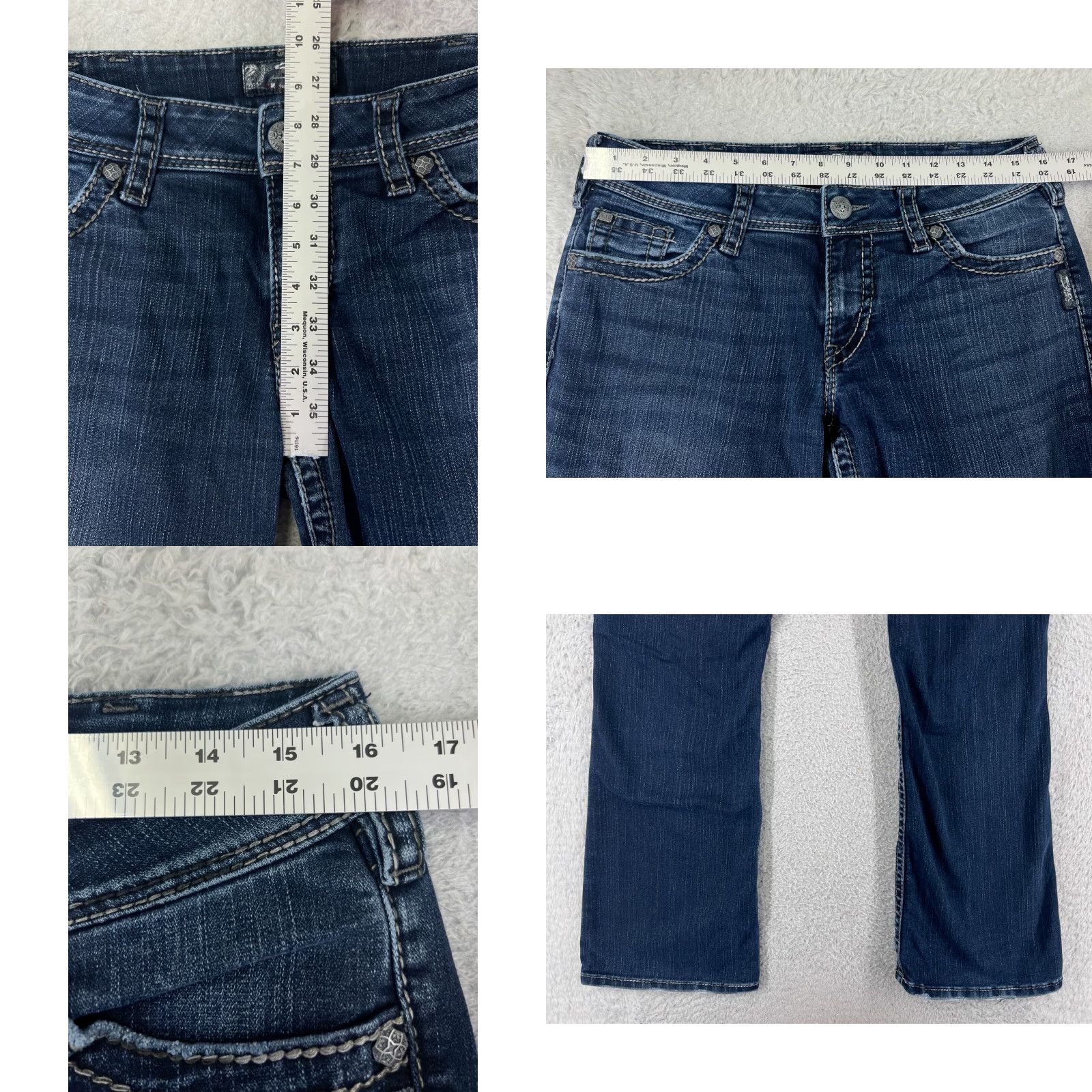 Silver Jeans Co. VINTAGE? No, Silver Jeans Suki Surplus Blue Denim Bootcut Jeans - 31 Waist, 27.5 Inseam, Cotton Blend, Embroidered, Logo, 5-Pocket Womens Jeans Size 24" / US 00 / IT 34 - 9 Thumbnail