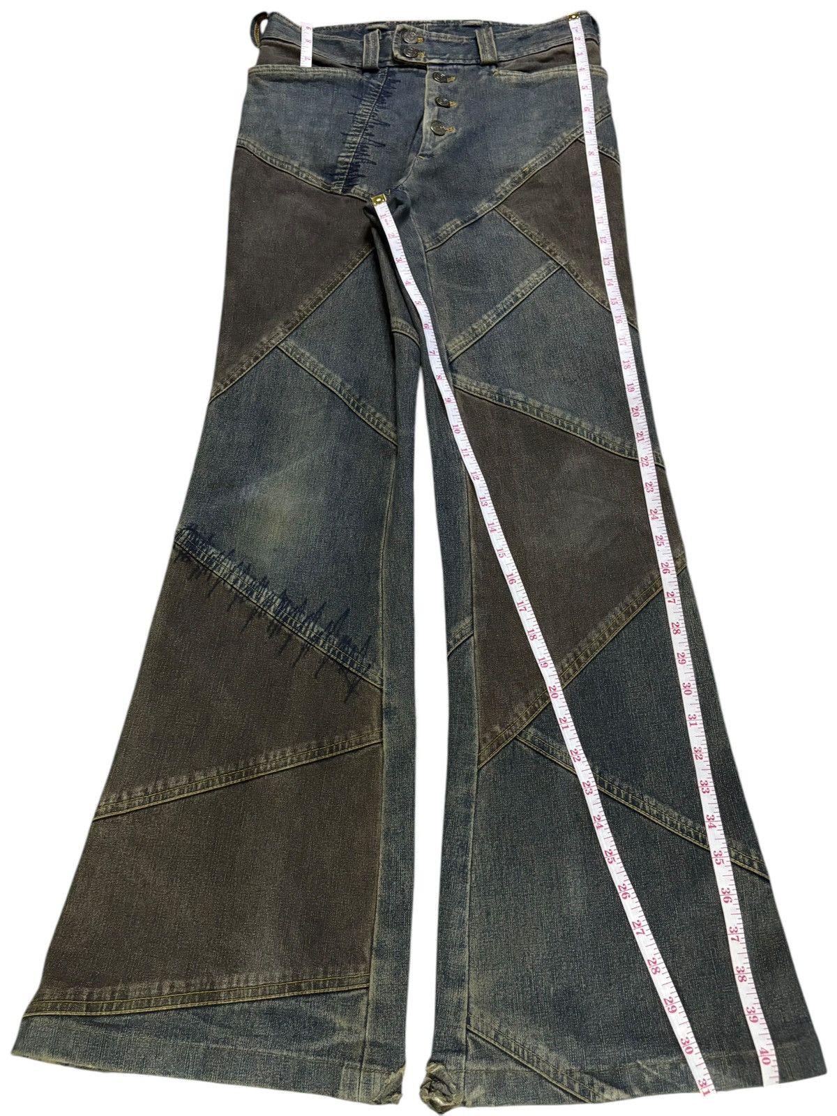 Tornado Mart Vintage Tornado Mart Button Fly Mud Wash Distress Flare Jean Size US 29 - 11 Thumbnail