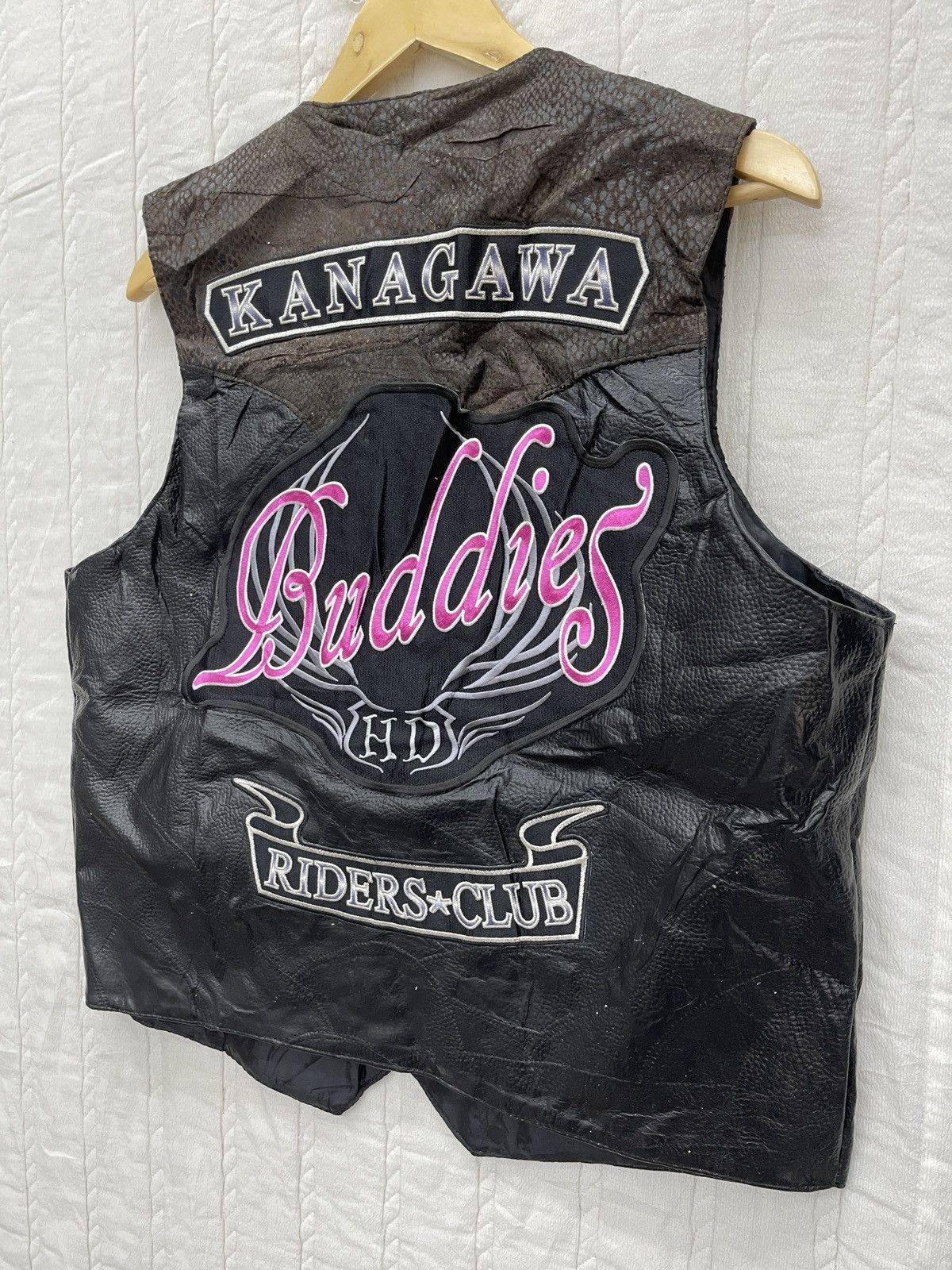 Japanese Brand ARCHIVE💥KANAGAWA BUDDIES HD RIDER CLUB LEATHER VEST JACKET Size US L / EU 52-54 / 3 - 3 Thumbnail
