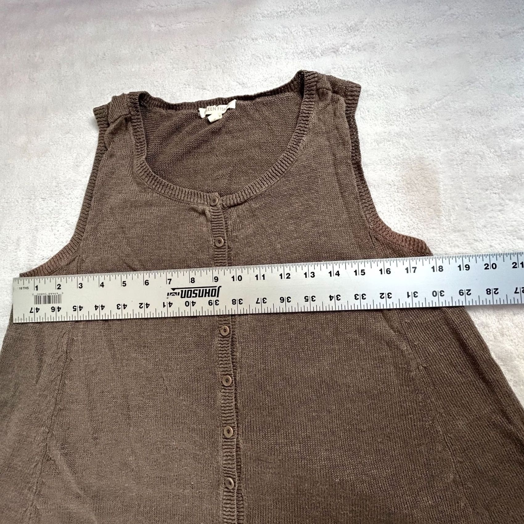 Eileen Fisher Eileen Fisher Womens Linen Knit Button-Up Sweater Vest Medium Brown Lightweight Size M / US 6-8 / IT 42-44 - 6 Thumbnail