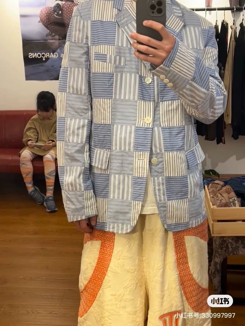 Comme des Garcons Comme Des Garcons Blue striped patchwork blazer Size US XS / EU 42 / 0 - 7 Thumbnail