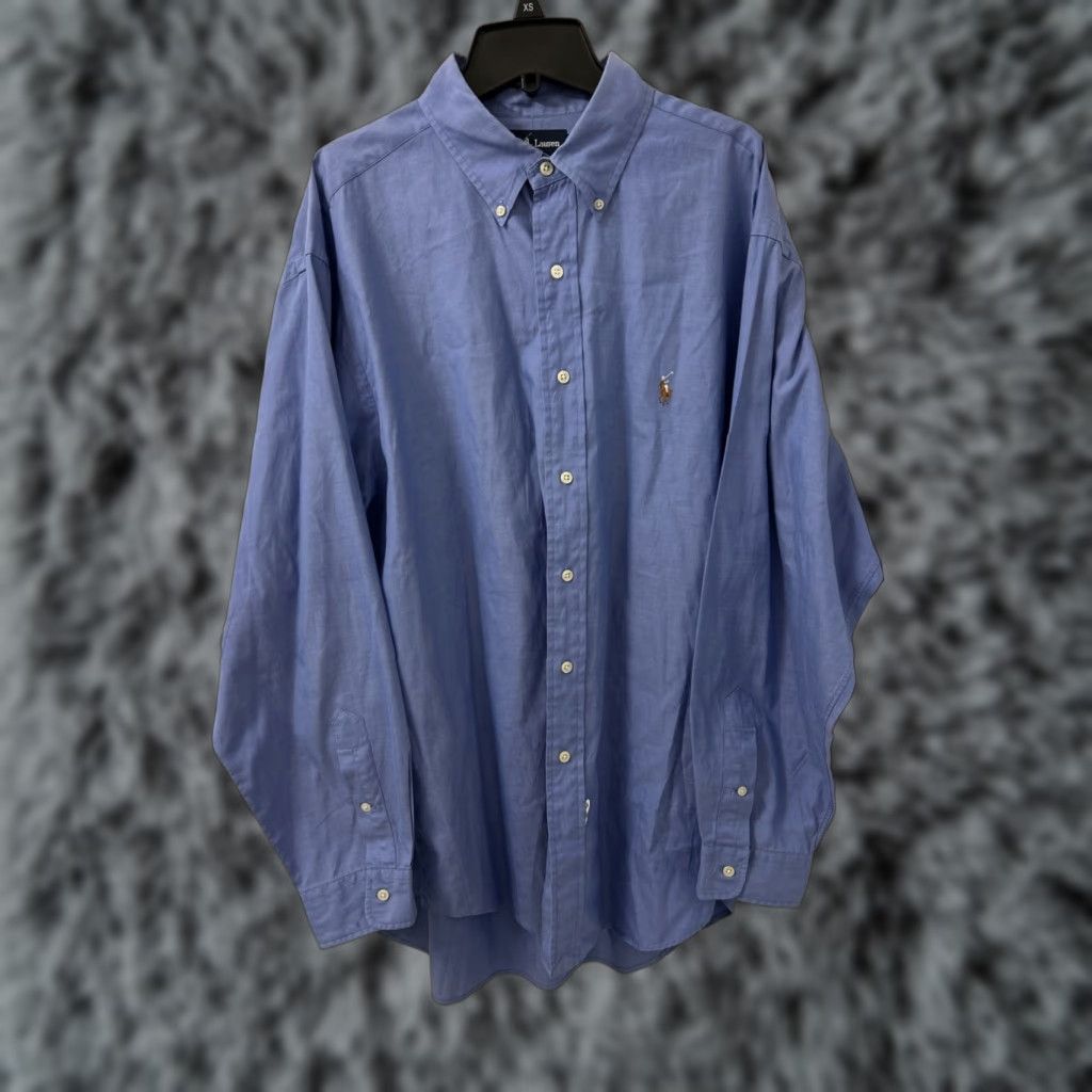 Polo Ralph Lauren Ralph Lauren Shirt Mens 17-35 Blue Button-Down Long Sleeve Pinpoint Oxford L/S Collared Button-Up Regular Size US XL / EU 56 / 4 - 1 Thumbnail