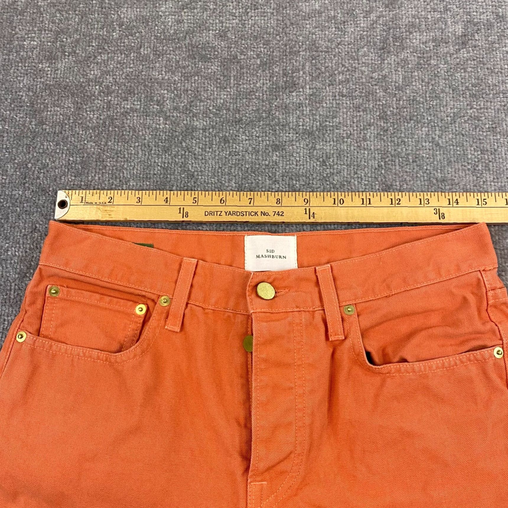 Sid Mashburn Sid Mashburn Jeans Mens 32x30 Straight Orange Button Fly Pants USA MADE 30x28.5* Denim Cotton 5-Pocket Regular Classic USA Mens Jeans Size US 32 / EU 48 - 3 Thumbnail