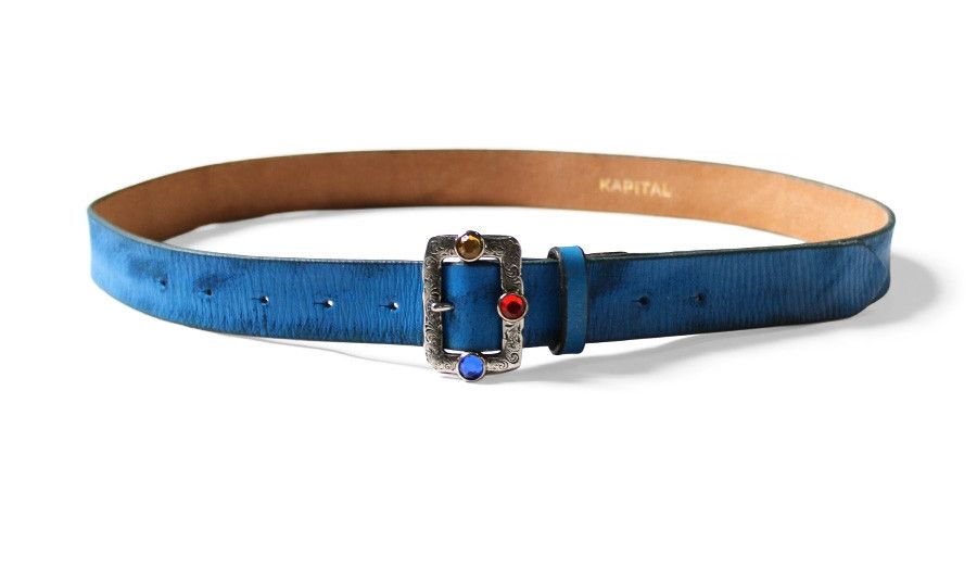 Kapital Kapital Oil leather studs disco buckle belt blue new Size ONE SIZE - 6 Thumbnail