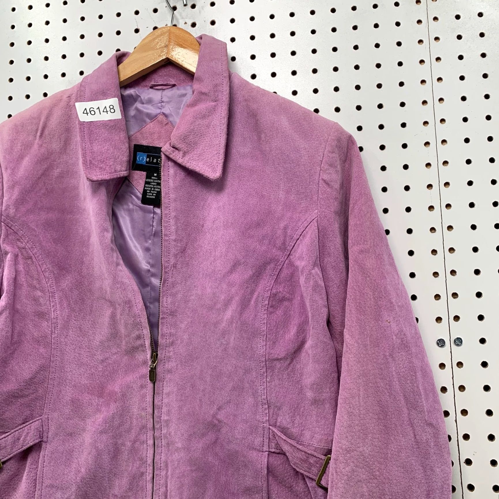 Vintage Relativity Suede Jacket Womens Medium Purple Zip Collared Jacket Size M / US 6-8 / IT 42-44 - 7 Thumbnail