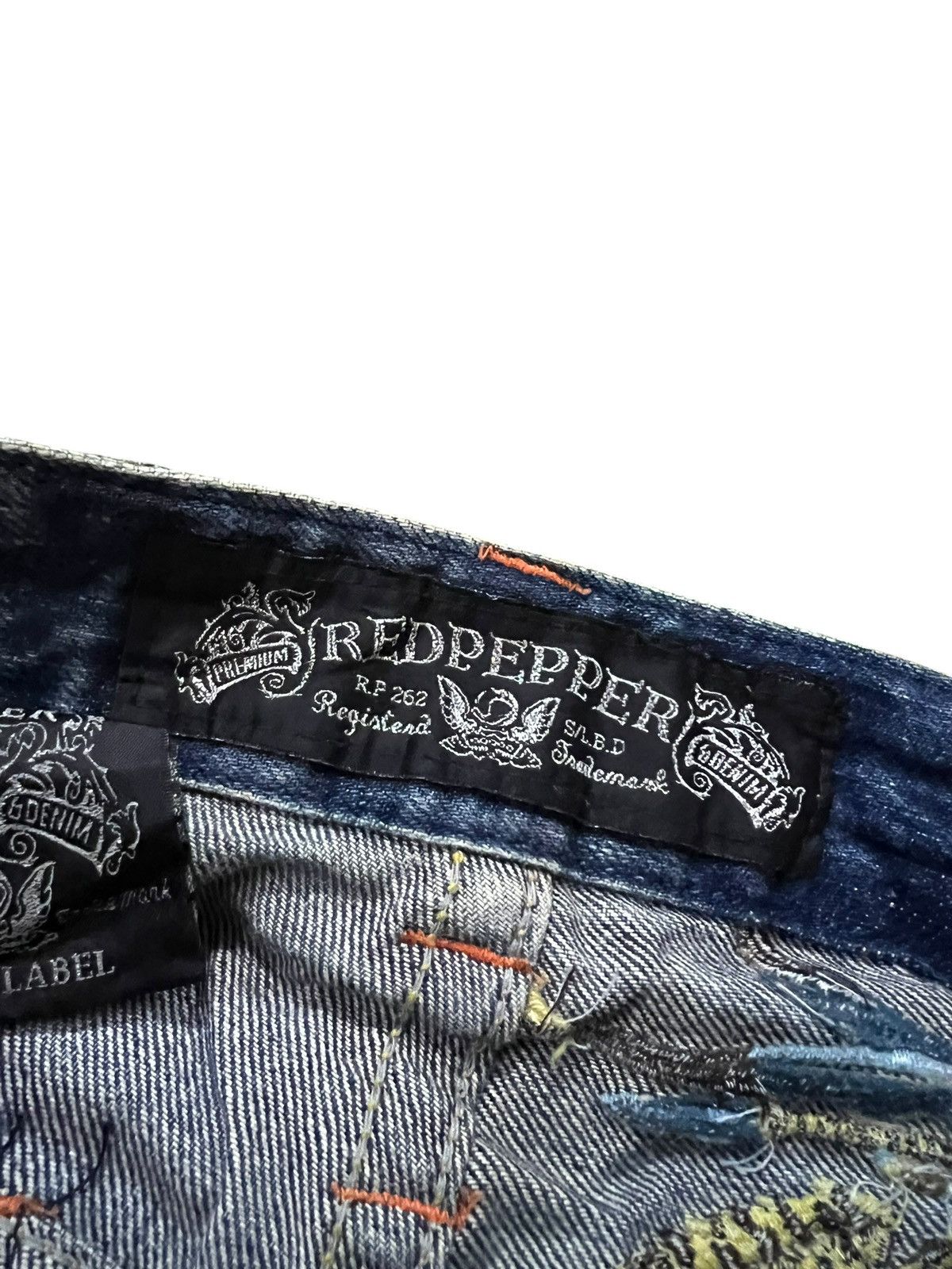 Japanese Brand 💥Flare low rise💥Red pepper Clawmark Mud wash Jean Very Rare Size US 29 - 11 Thumbnail