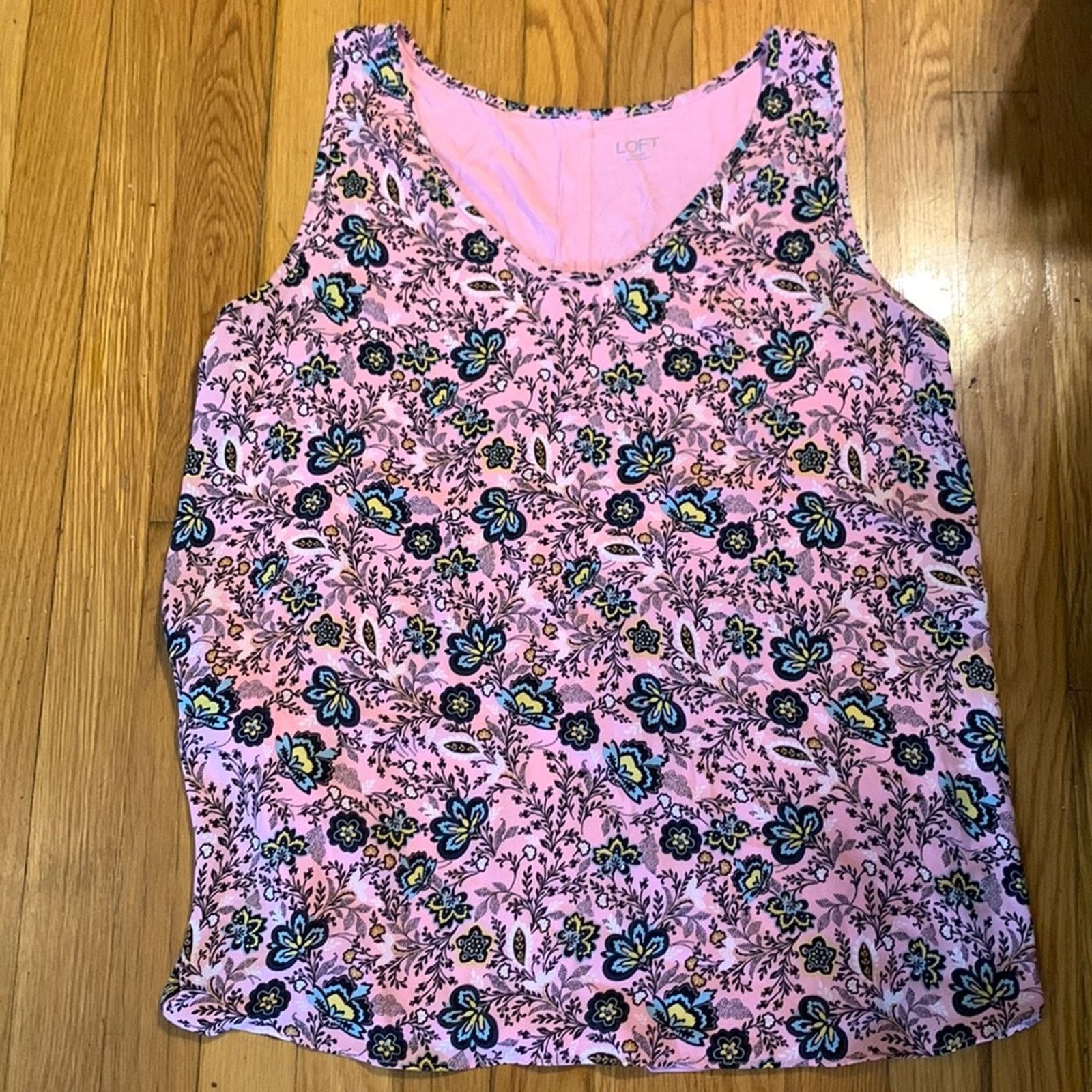 Loft LOFT pink floral sleeveless cami tank top Size L / US 10 / IT 46 - 3 Thumbnail