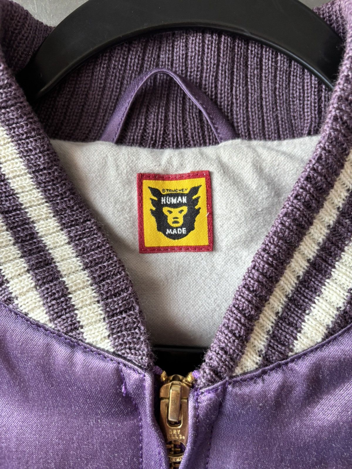 Human Made HUMAN MADE Purple Satin Varsity Jacket Size US XL / EU 56 / 4 - 3 Thumbnail