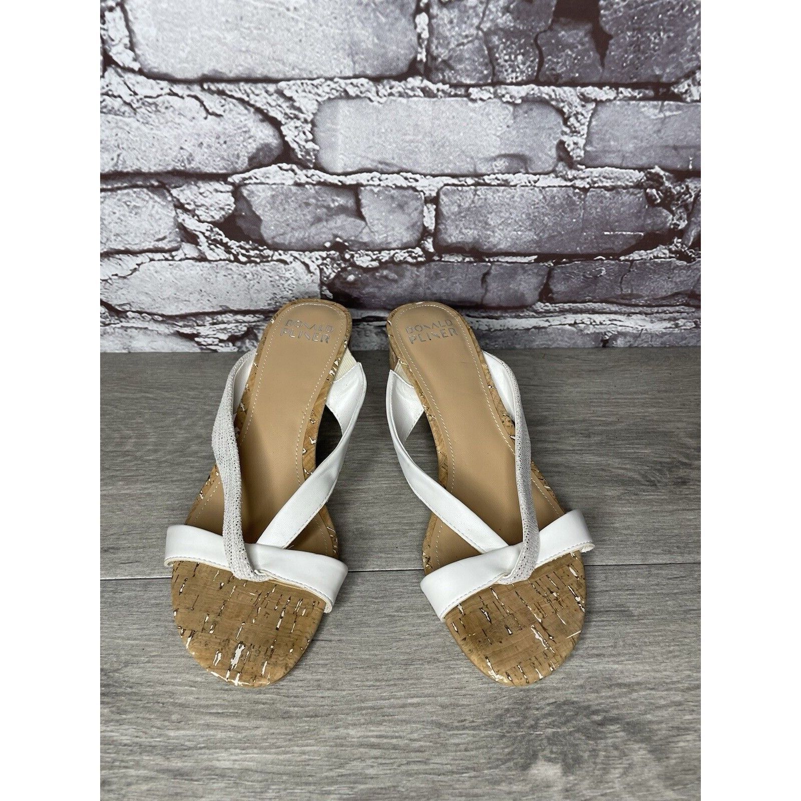 Donald Pliner Donald Pliner OONA White Leather Cork Heel Sandals Women Sz Size US 8 / IT 38 - 18 Thumbnail