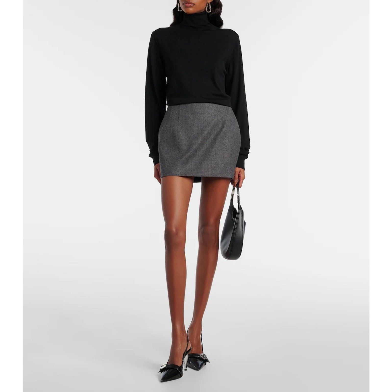 WARDROBE.NYC Wardrobe NYC Grey Wool Structured Mini Skirt Grey M Size 28" / US 6 / IT 42 - 1 Thumbnail