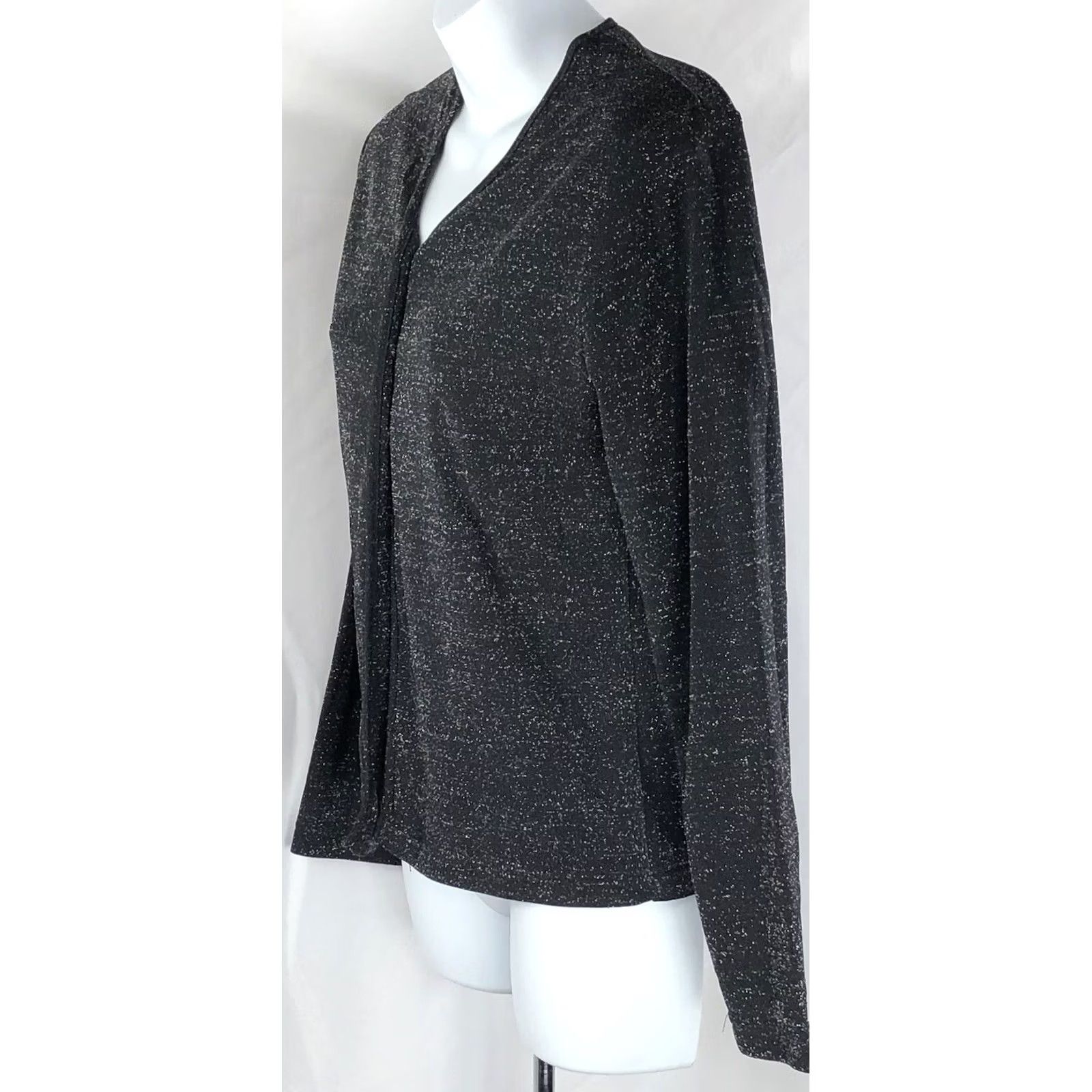 Vintage VINTAGE MKM Cardigan Top S Black Glitter Y2K Glam Punk Gothic 3 Button Knit Long Sleeve V-Neck Womens Sweater Size S / US 4 / IT 40 - 2 Thumbnail