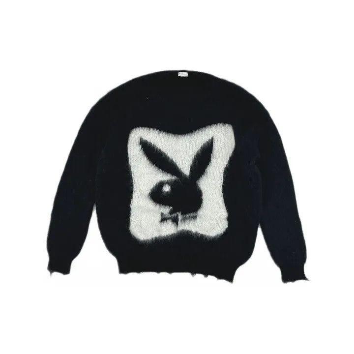 Saint Laurent Paris Saint Laurent Black Long Sleeve Sweater with Logo -2507 Size M / US 6-8 / IT 42-44 - 8 Thumbnail