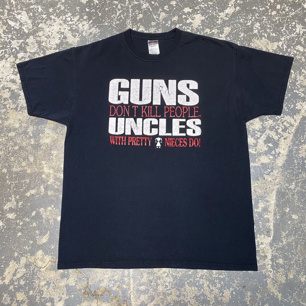 Japanese Brand × Vintage Vintage Guns Don’t Kill People Uncles With Pretty Nieces Do Size US XL / EU 56 / 4 - 1 Thumbnail