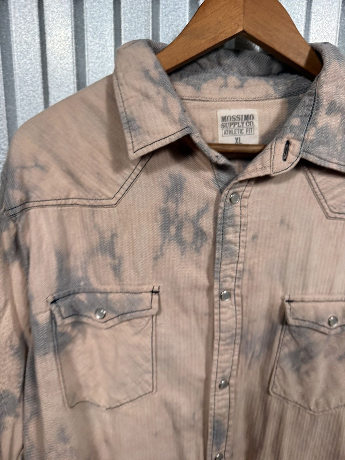 Mossimo Western Denim Pearl Snap Button Up Shirt Bleach Pattern Size US XL / EU 56 / 4 - 4 Thumbnail