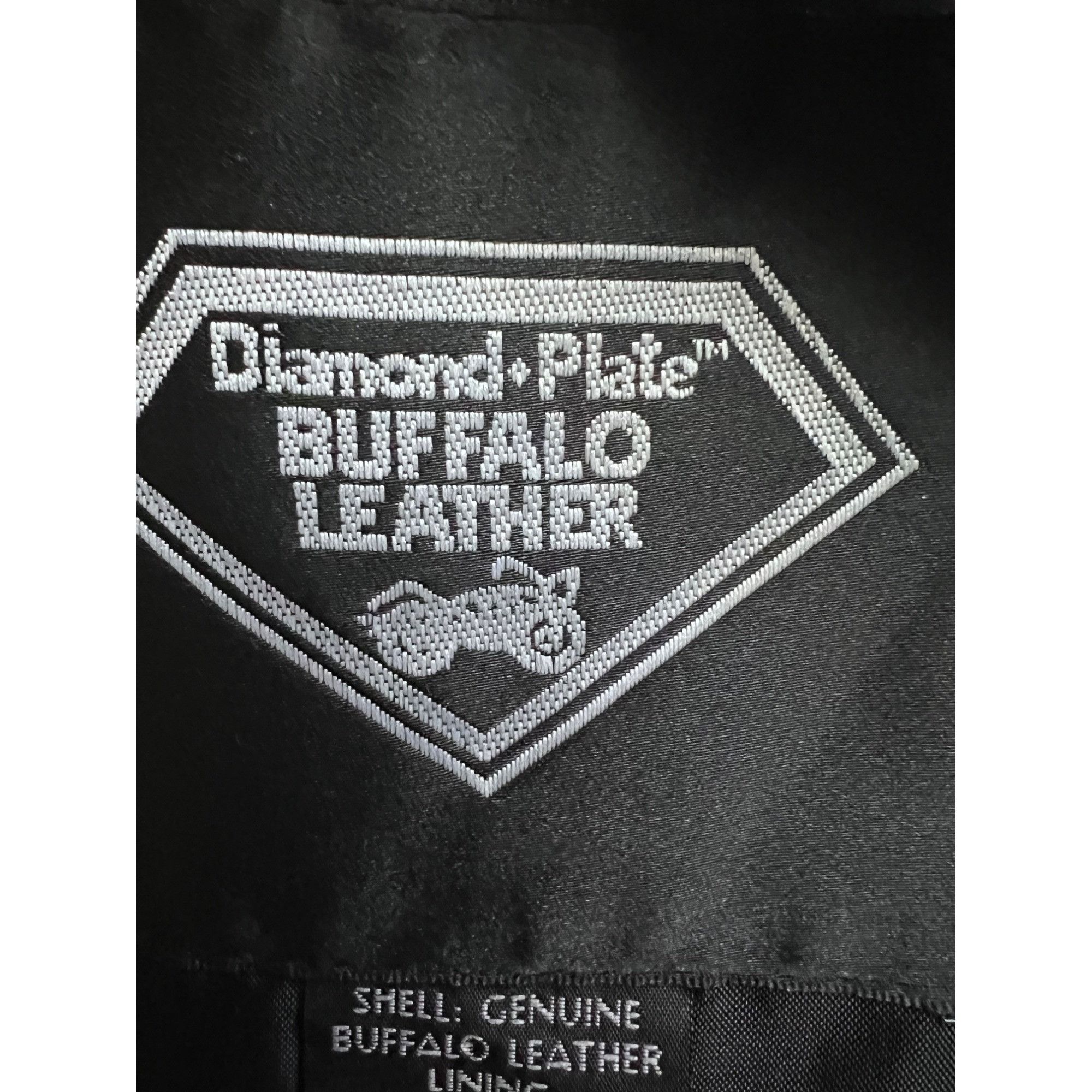 Vintage Diamond Plate Buffalo Mens Black Leather Snap Up Biker Vest Size US XXL / EU 58 / 5 - 13 Thumbnail
