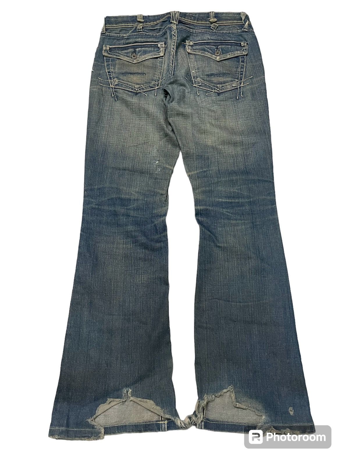 20471120 90s YANUK FLARE JEANS DISTRESSED DESIGN Size US 30 / EU 46 - 2 Thumbnail