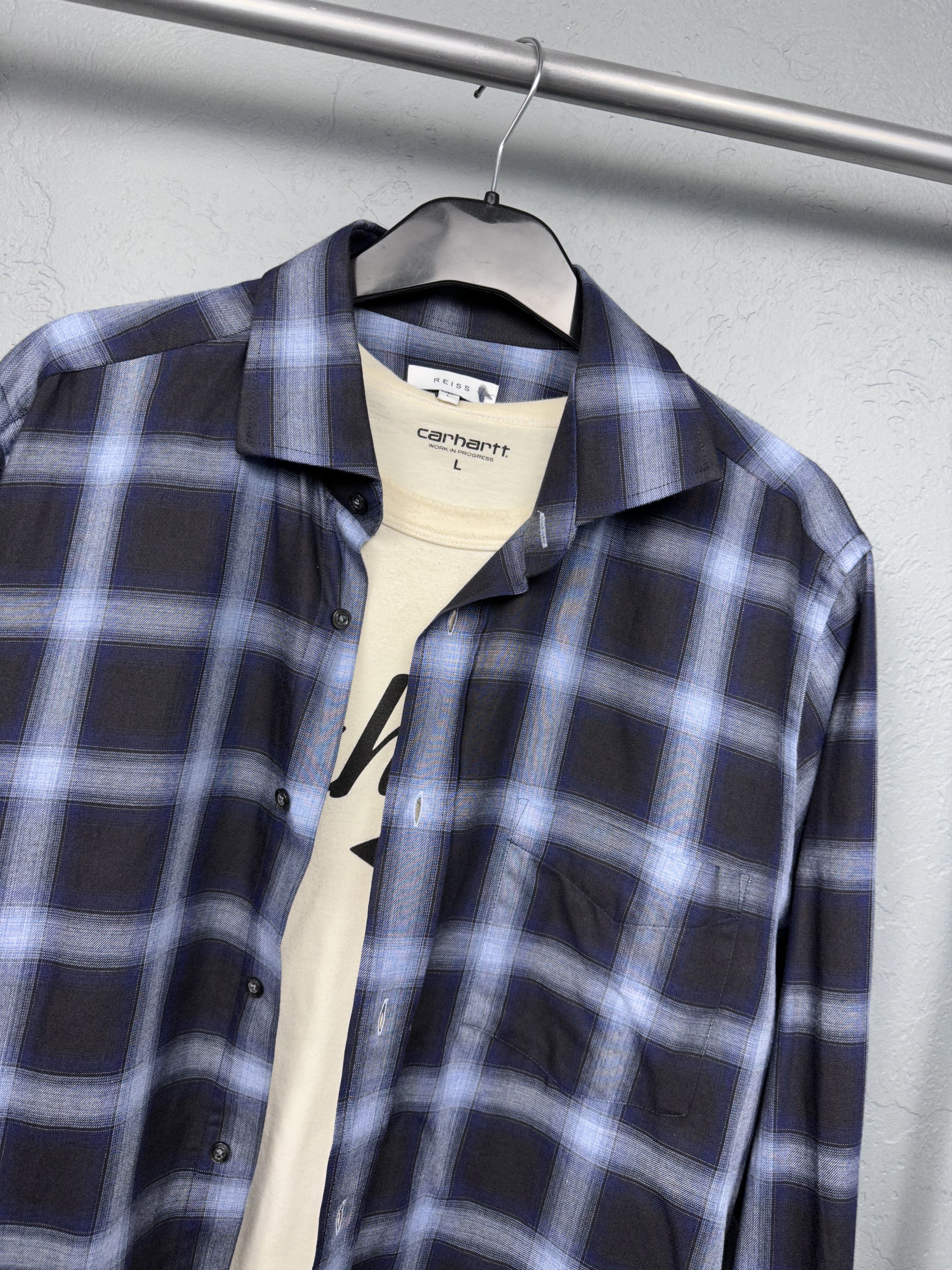 Flannel Reiss Mens Flannel Plaid Shirt Size US L / EU 52-54 / 3 - 2 Thumbnail