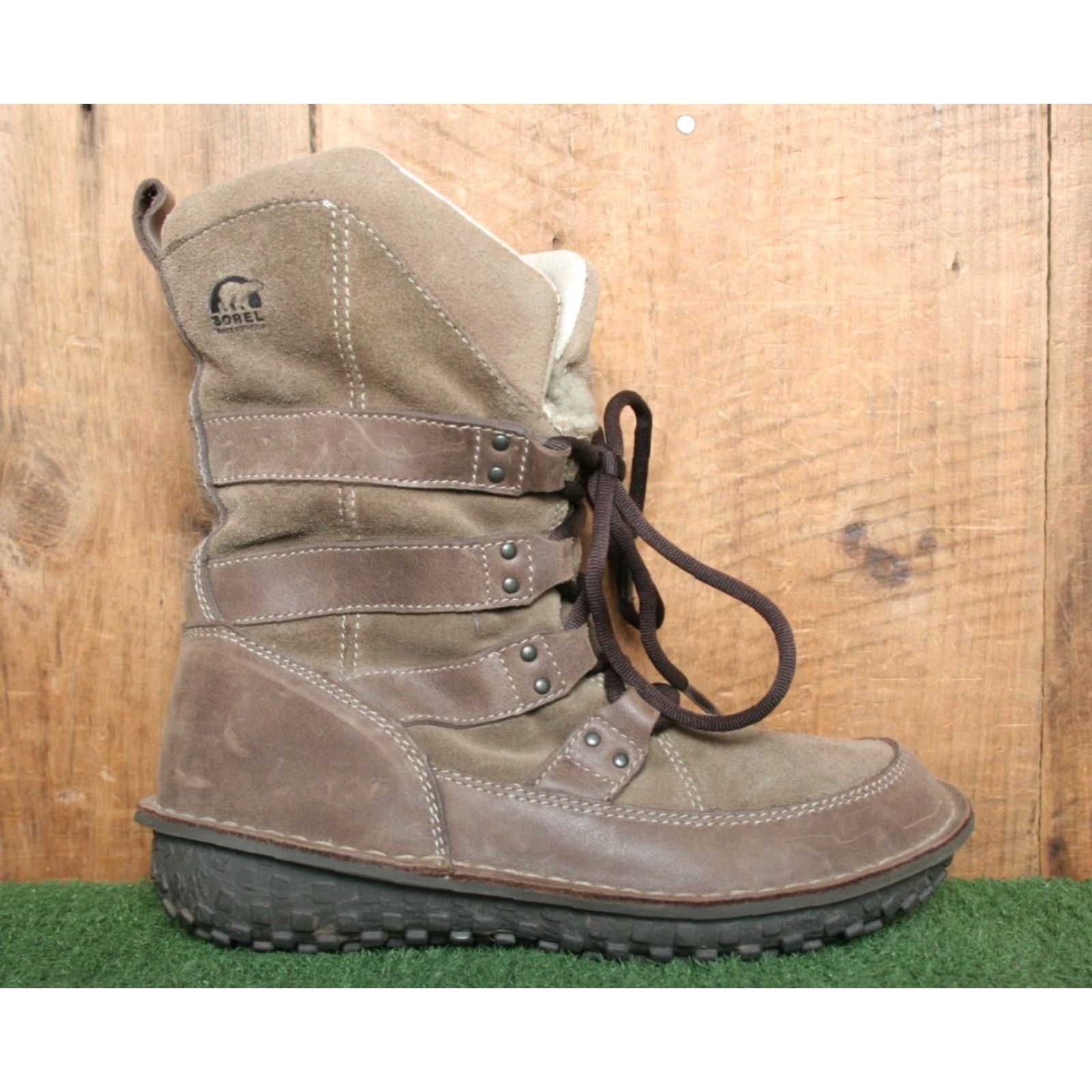 SOREL VINTAGE Sorel Kaya Boots Women Leather Suede Brown Sherpa Lined Winter Lace Up 5.5 Womens Size US 6 / IT 36 - 2 Thumbnail