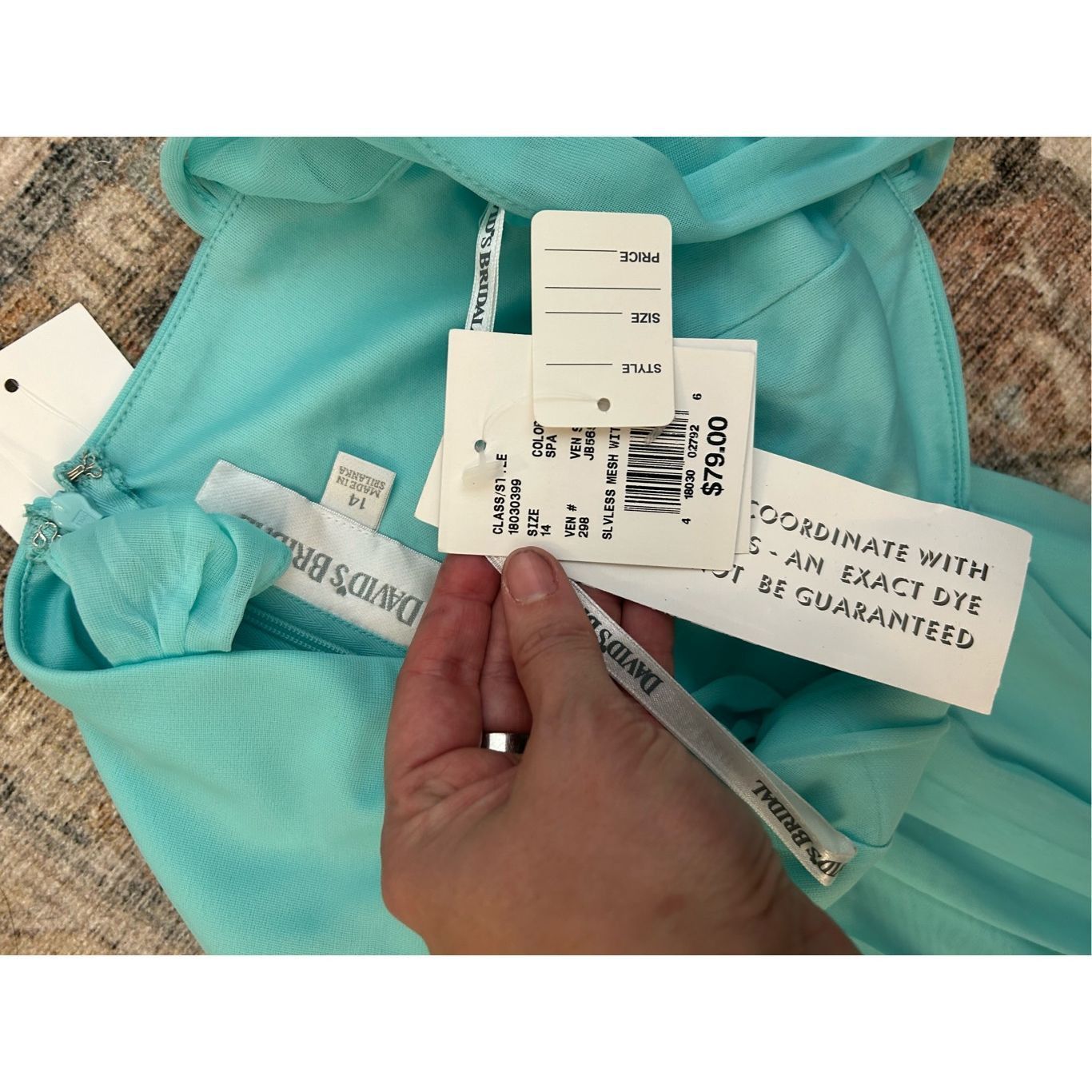 BREDA David's Bridal NWT Chiffon Light Teal Ruffle Short Dress - G Size XL / US 12-14 / IT 48-50 - 6 Thumbnail