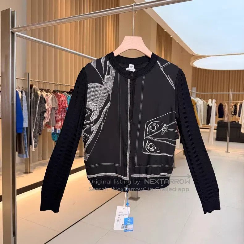 Hermes Hermes Black Chain Silk Open-Front Jacket Size XS / US 0-2 / IT 36-38 - 1 Thumbnail