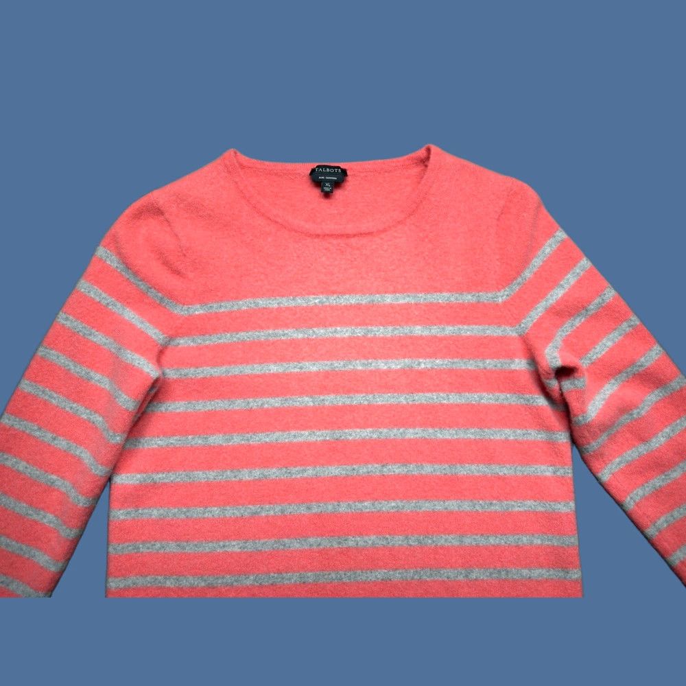 Talbots TALBOTS 100% Cashmere Pullover Sweater XL Pink Gray Long Sleeve - Women’s, Knit, Relaxed Comfort, Solid Pattern, Fall/Spring/Winter, Hand Wash Only Size XL / US 12-14 / IT 48-50 - 1 Thumbnail
