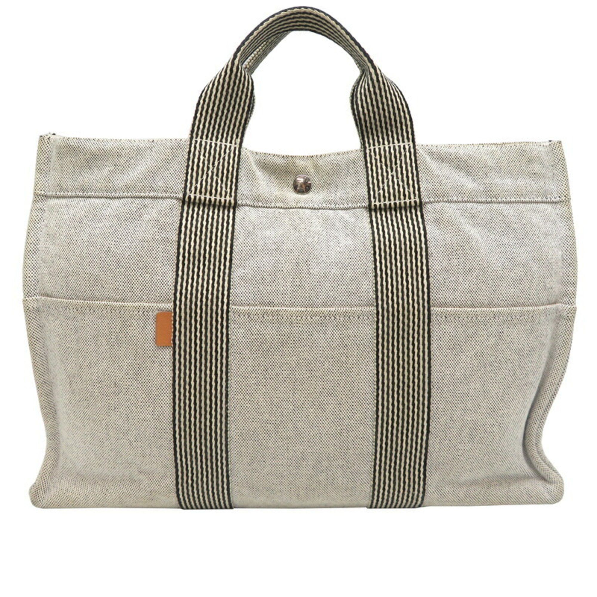 Hermes New Fool Tote Mm Women's Bag Canvas Grey in Black
