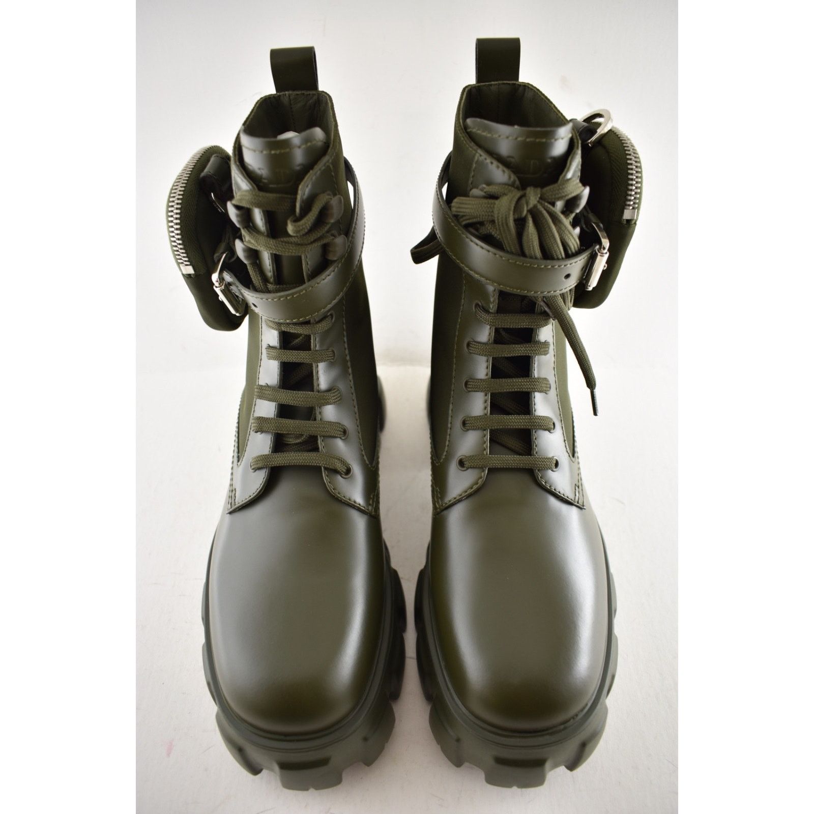 Prada Prada Monolith Green Leather Nylon Pouch Combat Boot 40 Size US 10 / IT 40 - 8 Thumbnail