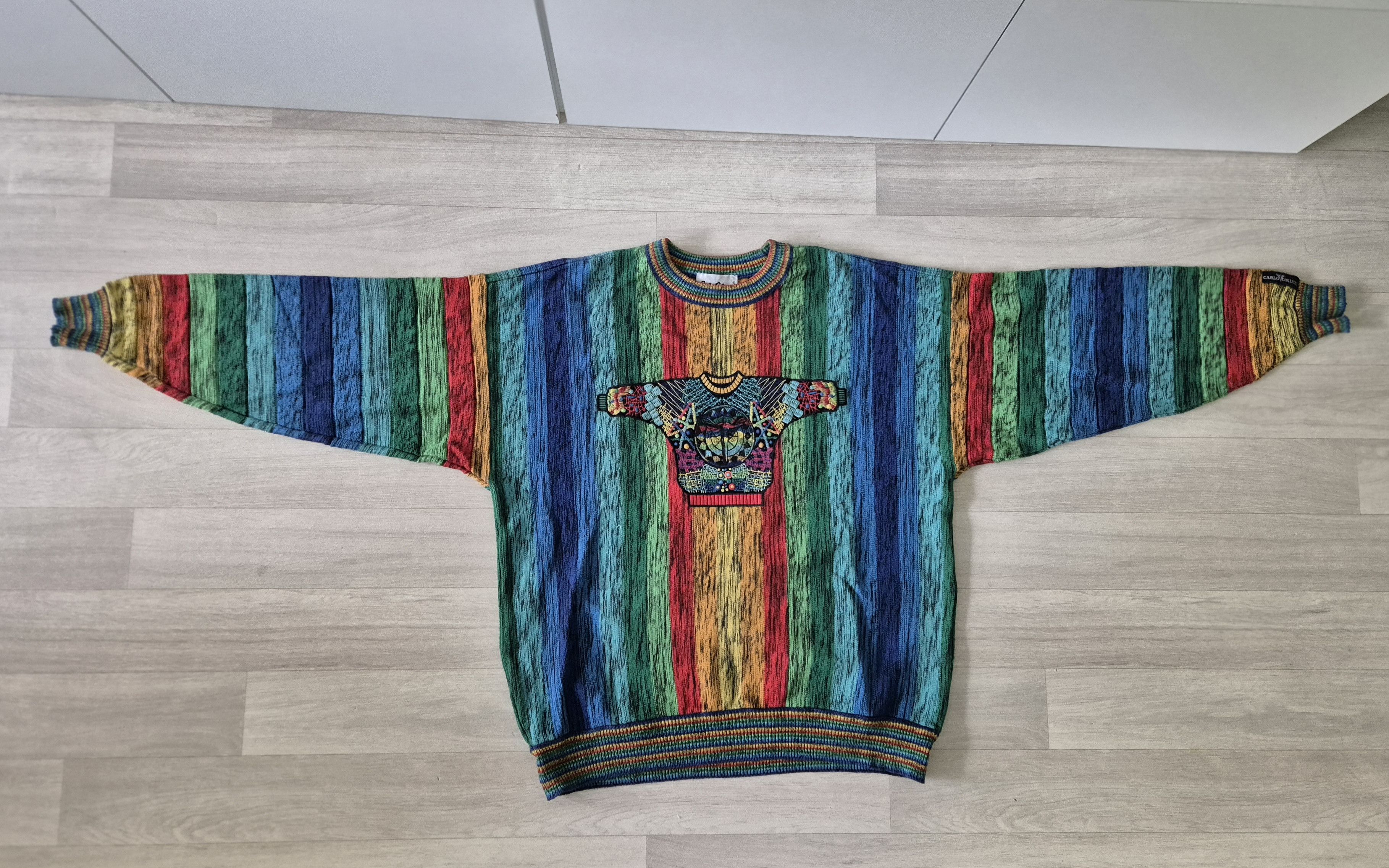 Carlo Colucci Carlo Colucci Sweater Königscarlo Regenbogen – Rarität Size US M / EU 48-50 / 2 - 1 Thumbnail