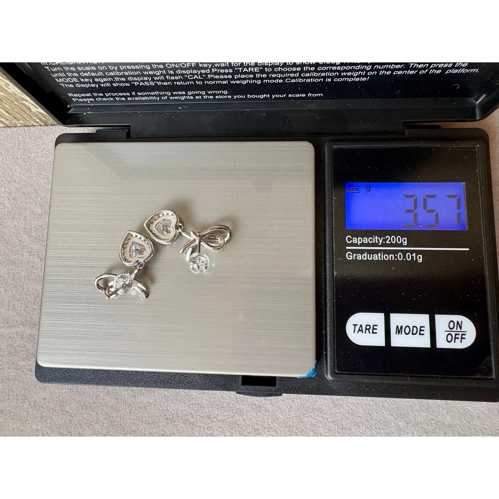 Jewelry 2ct Moissanite Heart/Ribbon/Cherry, 925 Silver Earrings Size ONE SIZE - 7 Thumbnail