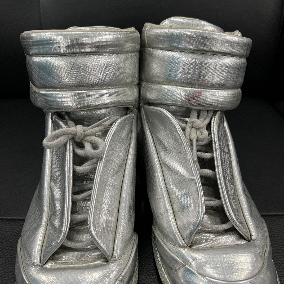 Maison Margiela Maison Margiela “Future” Liquid Silver High-Top Sneakers Size US 7 / EU 40 - 12 Thumbnail