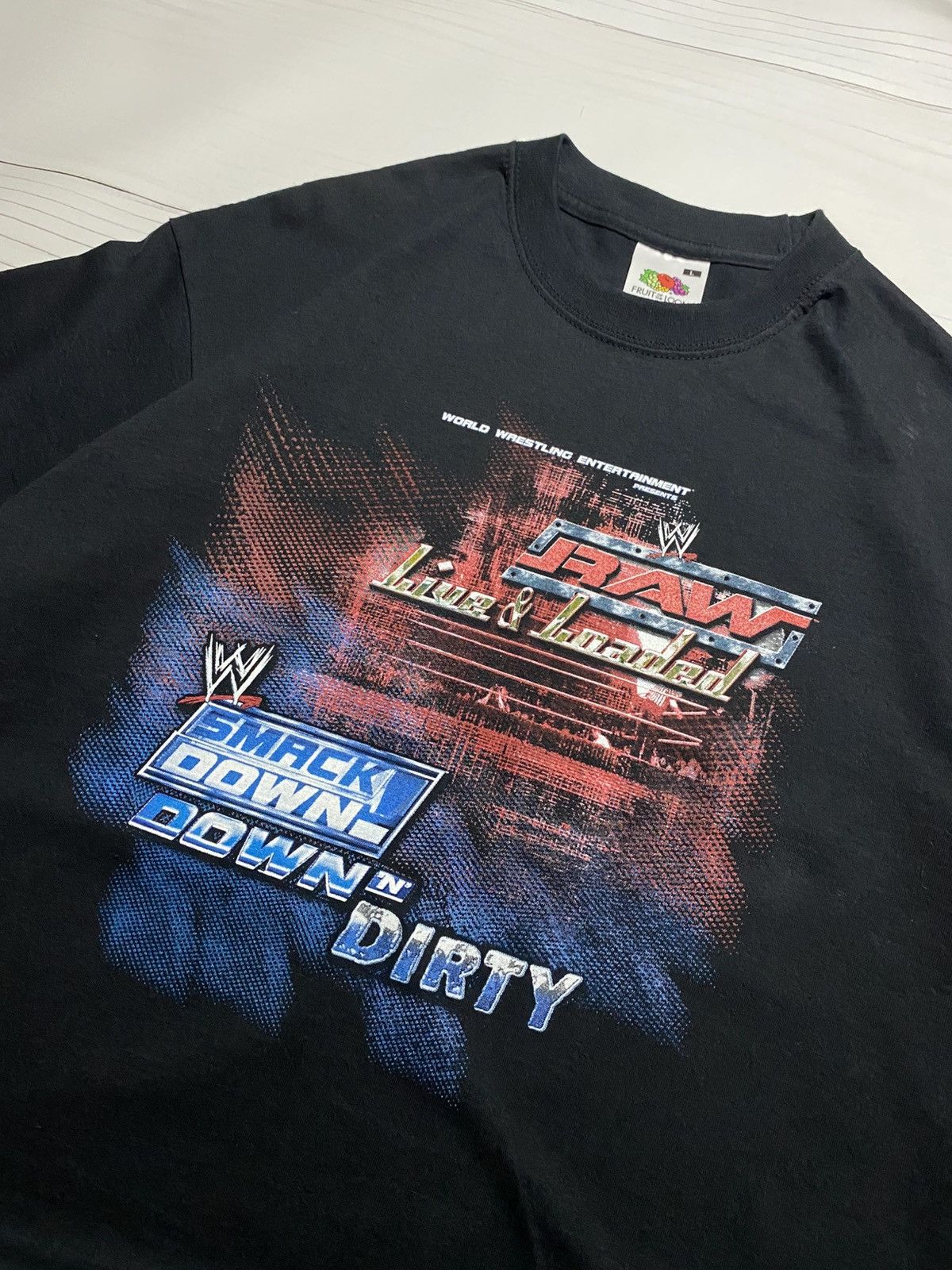 Vintage × WWE × WWF Vintage WWE RAW vs SmackDown 2004 Big Logo y2k t shirt Size US L / EU 52-54 / 3 - 10 Thumbnail