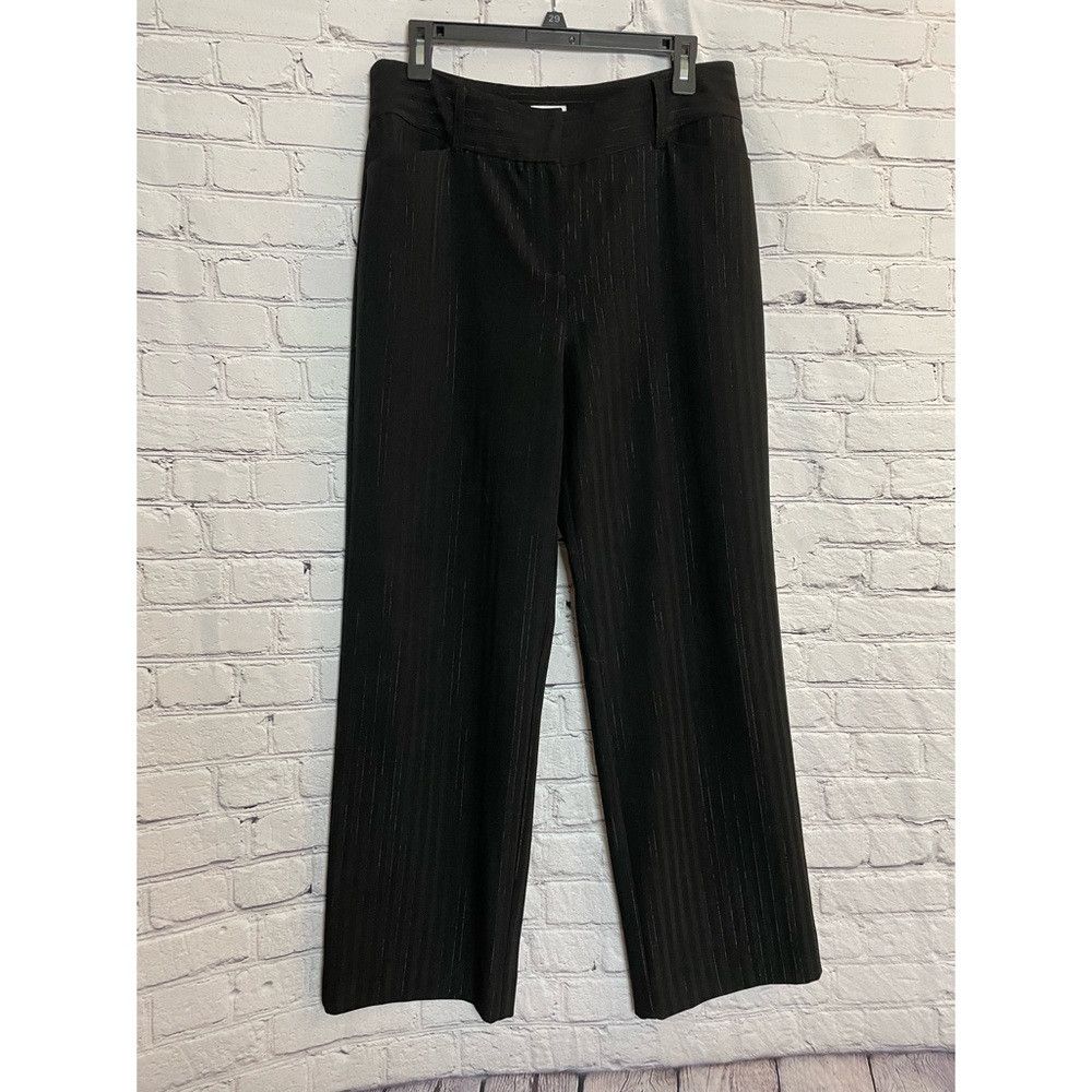 Chicos Chico's Black Metallic Stripe Elegant Damon Pants Size 2 US Size 36" / US 14 / IT 50 - 1 Thumbnail