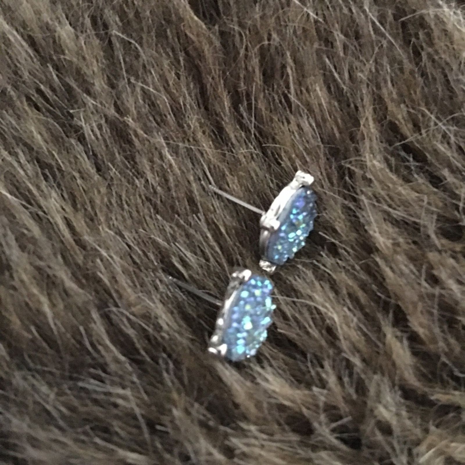 Jewelry Light blue faux drusy stone silver tone earrings Size ONE SIZE - 3 Thumbnail