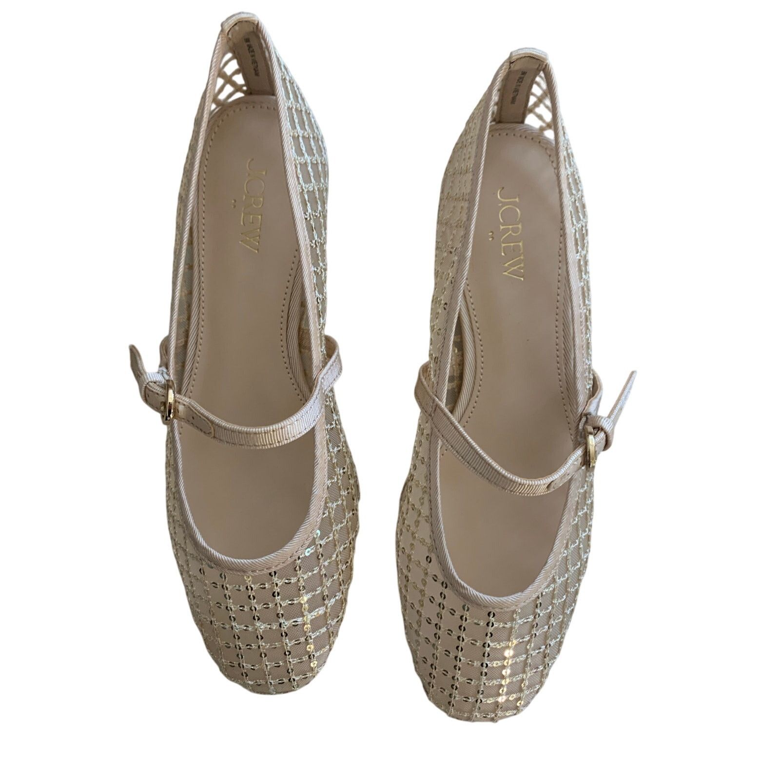 Anthropologie NWT J.Crew Gold Sequin Mary Jane Flats - Size 9 MSRP $148 Size US 9 / IT 39 - 3 Thumbnail