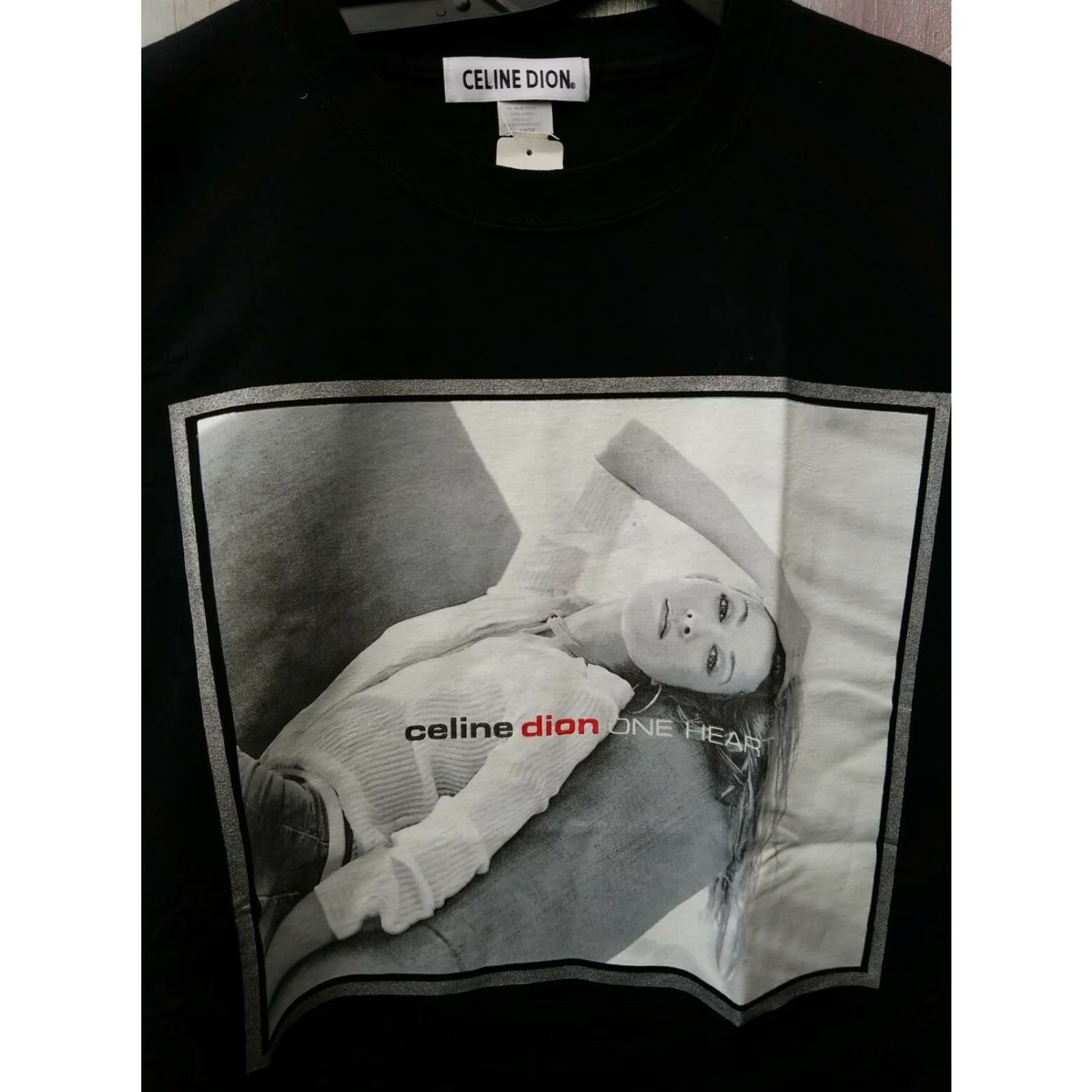 Celine VINTAGE Celine Dion ONE HEART PROMOTIONAL MUSIC Shirt XL Unisex Adults Black USA 90s Heart Mens Womens Size US XL / EU 56 / 4 - 2 Thumbnail
